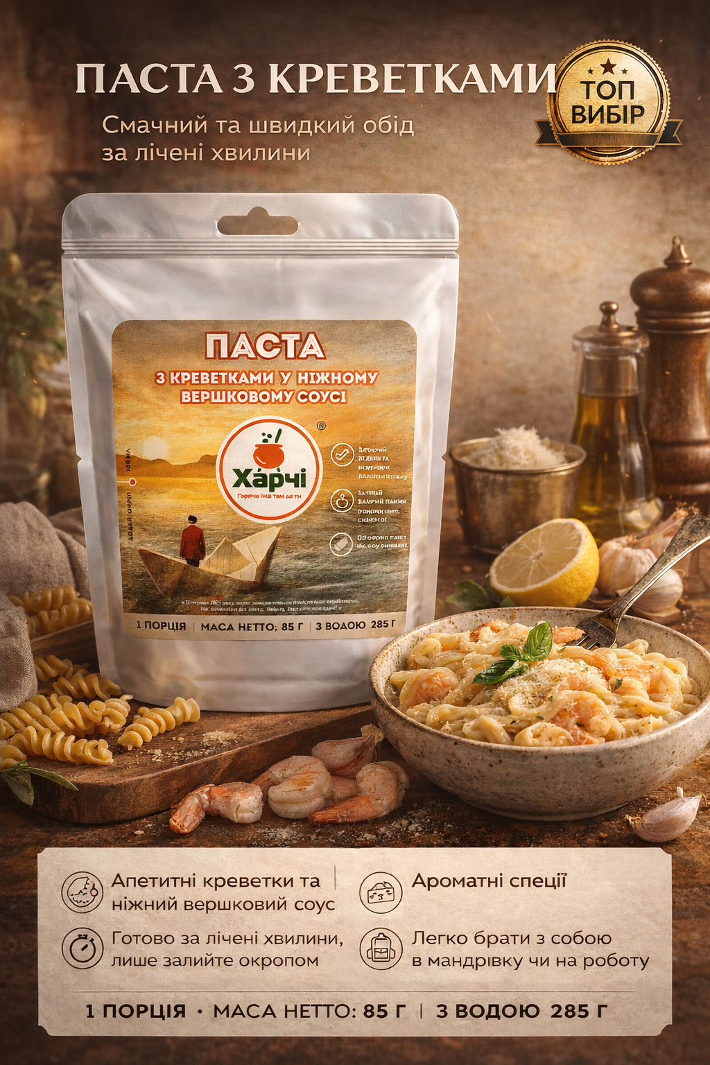 Паста з креветками у ніжному вершковому соусі Паста з креветками у ніжному вершковому соусі